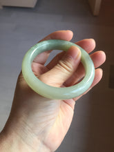 Load image into Gallery viewer, 51mm Certified 100% Natural icy waery light green/yellow/gray nephrite jade bangle HN37-3595