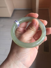 Load image into Gallery viewer, 54.2mm certified 100% Natural icy watery light beige pale pink gray white nephrite bangle HN124-1064