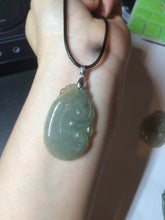 Load image into Gallery viewer, 100% Natural type A dark green/light green/gray jadeite Jade RuYi(如意) pendant BF75