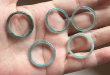 Load image into Gallery viewer, 18.8mm size 8 3/4 100% natural type A icy watery green/blue slim style Guatemala jadeite jade band ring group BP73