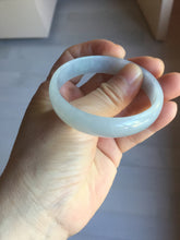 Load image into Gallery viewer, 51mm Certified Type A 100% Natural Icy Watery Misty Gray Violet White thin Jadeite Jade Bangle PJ58-1888