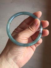 Load image into Gallery viewer, 59.2mm Certified Type A 100% Natural icy watery deep sea dark green/purple/blue/gray/black slim round cut Guatemala Jadeite bangle AU75-3792