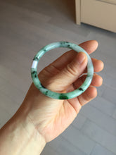Load image into Gallery viewer, 55mm Certified Type A 100% Natural sunny green light green purple with green floating flowers slim round cut Jadeite bangle PD204-3919