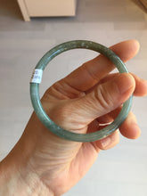Load image into Gallery viewer, 58.9mm Type A 100% Natural Light Green/Gray/Black/Purple/Brown “Reed Flowers & Snow” Guatemala Slim Round Cut Jadeite Bangle PJ123-1414