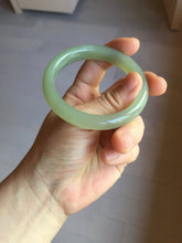 Load image into Gallery viewer, 54.5mm certified 100% Natural icy watery dark green gray nephrite bangle HN154-9685