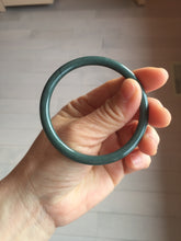 Load image into Gallery viewer, 55.3mm Certified Type A 100% Natural dark green/blue/gray Guatemala slim round cut Jadeite bangle PH135-4297