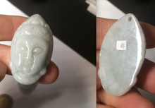 Load image into Gallery viewer, 39mm 100% natural light green/white Guanyin jadeite jade pendant/hand held BF91