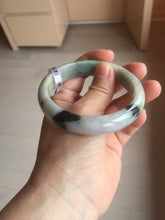 Load image into Gallery viewer, 58.6mm certified type A 100% Natural green/brown/purple/gray (Fu LU SHOU) Jadeite Jade bangle F103