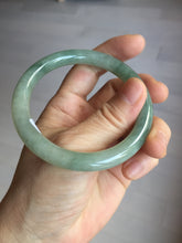 Load image into Gallery viewer, 55.4mm Certified type A 100% Natural light green gray round cut Jadeite bangle PD36-9589