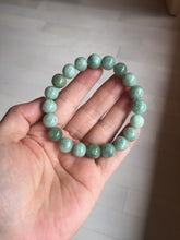 Load image into Gallery viewer, 9.9-10.5mm size 52-62mm 100% natural type A light green jadeite jade beads bracelet PC53