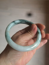 Load image into Gallery viewer, 59mm Certified type A 100% Natural green/white/brown with green floating flowers slim Jadeite bangle AZ34-4364