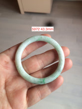 Load image into Gallery viewer, 35-38mm Type A 100% Natural sunny green/white Jadeite Jade kids bangle /scarf button group BF100