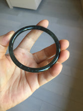 Load image into Gallery viewer, 58.8mm Type A 100% Natural dark green/black/blue/gray with flying snow Guatemala slim round cut Jadeite bangle PJ44-0687