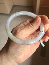 Load image into Gallery viewer, 58.5mm certified Type A 100% Natural white yellow green gray light purple with brown red flying dandelions slim round cut Jadeite Jade bangle PE118-3721