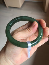 Load image into Gallery viewer, 56.3mm certified 100% Natural dark green black (碧玉) nephrite Jade bangle HT104-1584