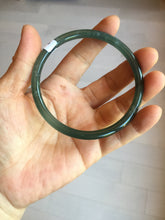 Load image into Gallery viewer, 62.5mm Certified Type A 100% Natural deep sea dark green/blue/black slim round cut Guatemala Jadeite bangle PC162-7020