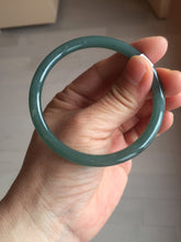 Load image into Gallery viewer, 57mm Certified Type A 100% Natural icy watery deep sea dark green/blue/gray/black slim round cut Guatemala Jadeite bangle AU66-7055