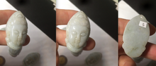 Load image into Gallery viewer, 39mm 100% natural light green/white Guanyin jadeite jade pendant/hand held BF91
