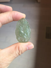 Load image into Gallery viewer, Type A 100% Natural Light Green gray (淡油冰) Good Luck & Bright Beginning Rooster Jadeite Jade Pendant PC237