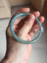 Load image into Gallery viewer, 56.6mm Type A 100% Natural Light Green/Gray/Black/Brown “Reed Flowers & Snow” Guatemala Slim Round Cut Jadeite Bangle PJ130-1426
