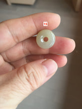 Load image into Gallery viewer, 9.5-17mm Type A 100% Natural icy watery oily dark green gray black(油青) Jadeite Jade Safety Guardian Button donuts Pendant group AU80 add on item