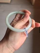 Load image into Gallery viewer, 56mm certified Type A 100% Natural white light green gray slim round cut Jadeite Jade bangle PB253-3715