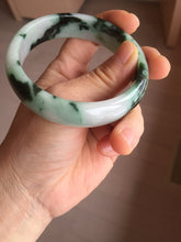 Load image into Gallery viewer, 59.2mm Certified Type A 100% Natural sunny green/dark green/purple/white Spring Forest broad Jadeite bangle PH71-0574