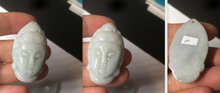 Load image into Gallery viewer, 39mm 100% natural light green/white Guanyin jadeite jade pendant/hand held BF91