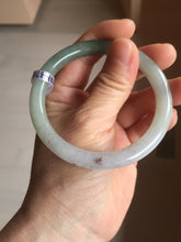 Load image into Gallery viewer, 56mm certified Type A 100% Natural white light green purple with brown red flying dandelions slim round cut Jadeite Jade bangle PE121-3711