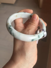 Load image into Gallery viewer, 59.5mm Certificated Type A 100% Natural White green red purple(FU LU SHOU) with green floating flowers Jadeite Jade bangle G110-9511