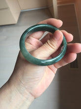 Load image into Gallery viewer, 47mm certified 100% natural Type A oily dark green gray black(老油青) oval jadeite jade bangle BS174-0051