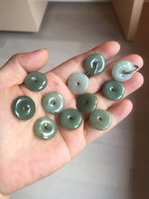 Load image into Gallery viewer, 17.5-20mm Type A 100% Natural oily dark green black gray(老油青) Jadeite Safety Guardian Button donuts pendant group PH237