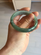 Load image into Gallery viewer, 51.5mm Certified Type A 100% Natural Oily Dark Green Gray Black with Flying Snow Oval Jadeite Jade Bangle PC207-7685