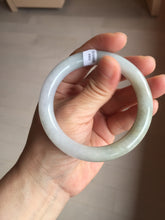 Load image into Gallery viewer, 54.6mm certified 100% natural Type A light gray white purple round cut jadeite jade bangle AA120-4902