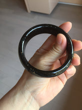 Load image into Gallery viewer, 58mm 100% Natural dark green/black meteorite Stellar Night sky broad style nephrite Jade bangle HF116-1263