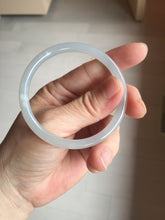 Load image into Gallery viewer, 53.9mm Certified 100% Natural icy gray (灰冰) pale pink(藕粉) slim round cut nephrite jade bangle HN159-9101
