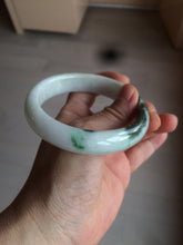 Load image into Gallery viewer, 60mm certified type A 100% Natural sunny green/dark green/white jadeite jade bangle BG25-1719