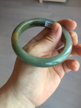 Load image into Gallery viewer, 55.4mm certified 100% natural Type A dark green yellow gray black jadeite jade bangle AA72-7576