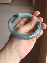 Load image into Gallery viewer, 59.3mm Certified type A 100% Natural oily dark green gray black(油青) Jadeite bangle PE31-2121