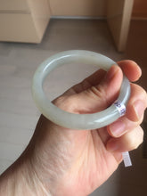 Load image into Gallery viewer, 53.2mm certified 100% Natural icy watery light beige pale pink gray nephrite bangle HN120-0082
