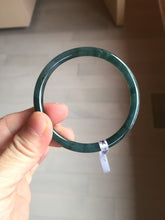 Load image into Gallery viewer, 56mm Certified Type A 100% Natural dark green/blue/gray Guatemala slim round cut Jadeite bangle BP197-2078