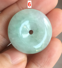 Load image into Gallery viewer, 23.5-27.7mm 100% Natural apple green/white jadeite Jade Safety Guardian Button(donut) Pendant group BK112