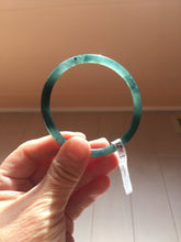 Load image into Gallery viewer, 57.3mm Type A 100% Natural icy black(WuJi 冰乌鸡) blue gray Guatemala Slim Round Cut Jadeite Bangle PJ158-1380