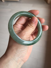 Load image into Gallery viewer, 57.2mm certified Type A 100% Natural icy watery dark green gray Jadeite Jade bangle PC15-0368