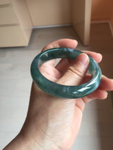 Load image into Gallery viewer, 56.2mm Certified Type A 100% Natural icy watery dark green/blue/gray/black Guatemala Jadeite bangle BH232-0259