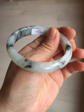 Load image into Gallery viewer, 51.5mm certificated Type A 100% Natural icy watery light green/white with dark green floating flowers chinese ink painting oval Jadeite Jade bangle PB125-7411