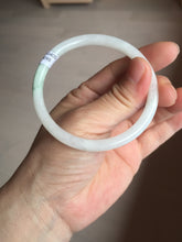 Load image into Gallery viewer, 56mm 100% natural Type A icy watery light green white slim round cut jadeite jade bangle AD110-8098