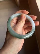Load image into Gallery viewer, 57.5mm certified 100% natural Type A watermelon-rind green white Cool White Base with Misty Green Patches jadeite bangle PE18-2116