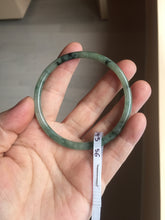 Load image into Gallery viewer, 56mm Certified Type A 100% Natural green/black/gray with dark green floating flowers slim round cut Jadeite bangle PD76-5745