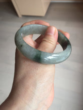 Load image into Gallery viewer, 53.7mm certificated Type A 100% Natural dark green gray black Jadeite Jade bangle S87-7052